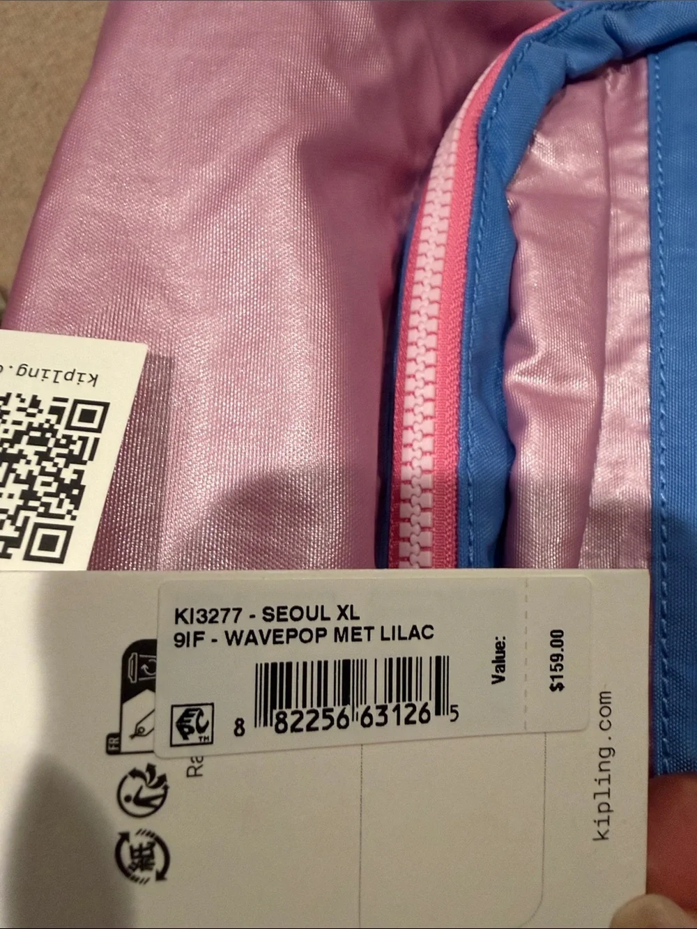 Kipling Seoul XL wavepop met lilac